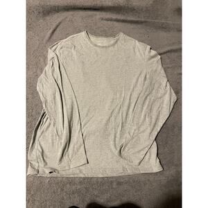 M&S Shirt Mens M Gray Long Sleeve Crew Neck Lightweight Cotton Top Casual Fit